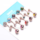 Detail View 3 of 10 Pcs of Rose Gold Assorted Color Gem Ball Steel Belly Button Ring Package