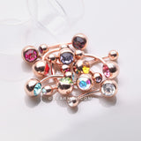 Detail View 1 of 10 Pcs of Rose Gold Assorted Color Gem Ball Steel Belly Button Ring Package