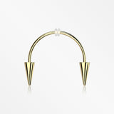 Golden Vampire Fangs Smiley Piercing Spike Horseshoe Barbell with O-Rings