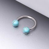 Turquoise Stone Ball Ends Steel Horseshoe Circular Barbell