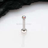 Basic Gem Ball Top Threadless Push-In Steel Labret-Aurora Borealis