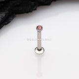 Basic Gem Ball Top Threadless Push-In Steel Labret-Pink