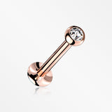 Rose Gold Basic Gem Ball Top Threadless Push-In Steel Labret-Clear