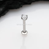 Prong Set Gem Top Threadless Push-In Steel Labret-Clear