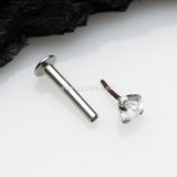 Prong Set Gem Top Threadless Push-In Steel Labret-Clear