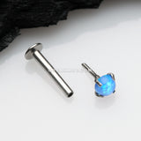 Fire Opal Prong Set Top Threadless Push-In Steel Labret-Blue Opal