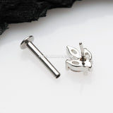 Marquise Sparkle Leaf Top Threadless Push-In Steel Labret-Clear
