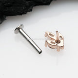 Rose Gold Marquise Sparkle Leaf Top Threadless Push-In Steel Labret-Clear