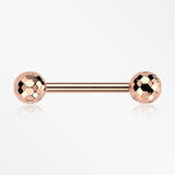 A Pair of Implant Grade Titanium Rose Gold Multi-Faceted OneFit Threadless Nipple Barbell