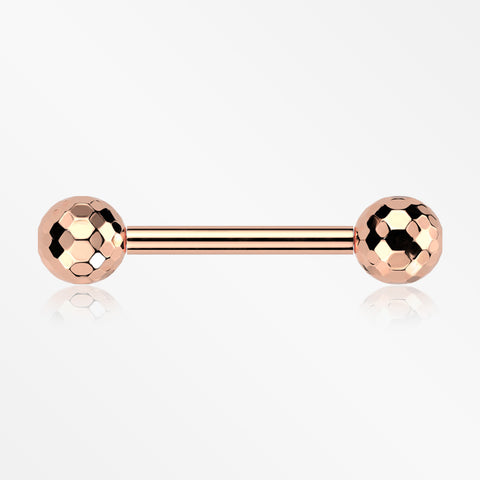A Pair of Implant Grade Titanium Rose Gold Multi-Faceted OneFit Threadless Nipple Barbell