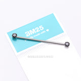 Detail View 3 of Implant Grade Titanium OneFit Threadless Prong Gem Sparkle Industrial Barbell-Black