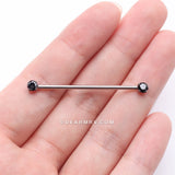 Detail View 2 of Implant Grade Titanium OneFit Threadless Prong Gem Sparkle Industrial Barbell-Black
