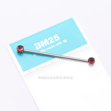 Detail View 3 of Implant Grade Titanium OneFit Threadless Prong Gem Sparkle Industrial Barbell-Red