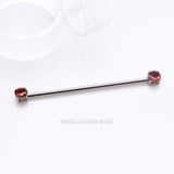 Detail View 1 of Implant Grade Titanium OneFit Threadless Prong Gem Sparkle Industrial Barbell-Red
