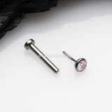 Implant Grade Titanium OneFit™ Threadless Gem Bezel Set Top Flat Back Stud Labret-Pink