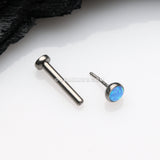 Implant Grade Titanium OneFit™ Threadless Fire Opal Bezel Set Top Flat Back Stud Labret-Blue Opal