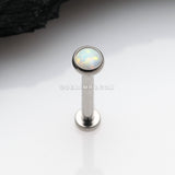 Implant Grade Titanium OneFit™ Threadless Fire Opal Bezel Set Top Flat Back Stud Labret-White Opal
