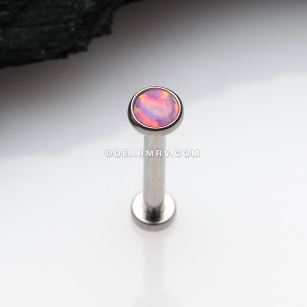 Implant Grade Titanium OneFit™ Threadless Fire Opal Bezel Set Top Flat Back Stud Labret-Pink Opal