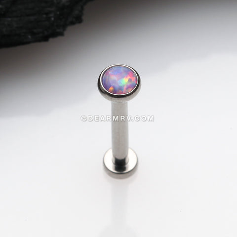 Implant Grade Titanium OneFit™ Threadless Fire Opal Bezel Set Top Flat Back Stud Labret-Purple Opal