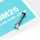 Implant Grade Titanium OneFit™ Threadless Gem Prong Set Top Flat Back Stud Labret-Clear Gem