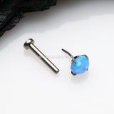 Implant Grade Titanium OneFit™ Threadless Fire Opal Prong Set Top Flat Back Stud Labret-Blue Opal