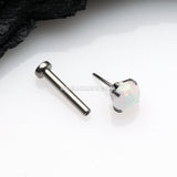 Implant Grade Titanium OneFit™ Threadless Fire Opal Prong Set Top Flat Back Stud Labret-White Opal