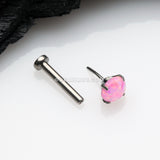 Implant Grade Titanium OneFit™ Threadless Fire Opal Prong Set Top Flat Back Stud Labret-Pink Opal