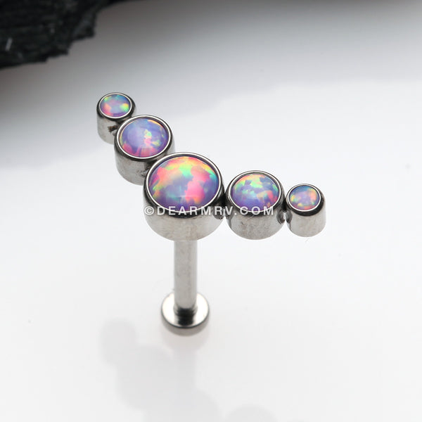 Implant Grade Titanium OneFit™ Threadless Journey Fire Opal Curve Top Flat Back Stud Labret-Purple Opal