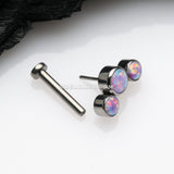 Implant Grade Titanium OneFit™ Threadless Journey Fire Opal Trio Top Flat Back Stud Labret-Purple Opal