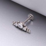 Implant Grade Titanium OneFit™ Threadless Sparkle Arc Bali Beads Flat Back Stud Labret-Clear Gem