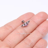 Implant Grade Titanium OneFit™ Threadless Sparkle Arc Bali Beads Flat Back Stud Labret-Pink