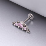 Implant Grade Titanium OneFit™ Threadless Sparkle Arc Bali Beads Flat Back Stud Labret-Pink