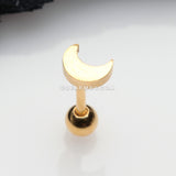 Golden Flat Crescent Moon Top Cartilage Tragus Barbell Earring