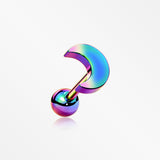 Colorline Flat Crescent Moon Top Cartilage Tragus Barbell Earring