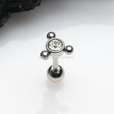 Bali Beads Trio Sparkle Cartilage Tragus Barbell Earring-Clear