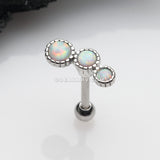 Fire Opal Bubble Trio Sparkle Cartilage Tragus Barbell Earring-White Opal