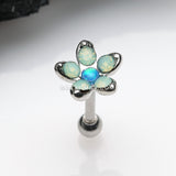 Opalite Delight Fire Opal Flower Cartilage Tragus Barbell Earring-Blue Opal