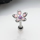 Opalite Delight Fire Opal Flower Cartilage Tragus Barbell Earring-Purple Opal