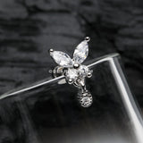 Dainty Sparkle Butterfly Dangle Cartilage Tragus Barbell Earring-Clear