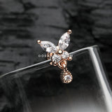 Rose Gold Dainty Sparkle Butterfly Dangle Cartilage Tragus Barbell Earring-Clear