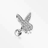 Brilliant Sparkle Playboy Bunny Cartilage Tragus Barbell Earring-Clear