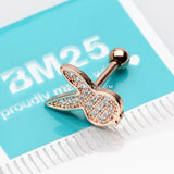 Rose Gold Brilliant Sparkle Playboy Bunny Cartilage Tragus Barbell Earring-Clear