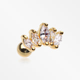 Golden Journey Marquise Sparkle Cartilage Tragus Stud Barbell Earring-Clear