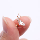 Detail View 2 of Golden Star Pearlescent Sparkle Marquise Cartilage Tragus Barbell Stud-Clear Gem
