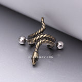 Golden Coiled Serpent Snake Steel Cartilage Helix Cuff Earring