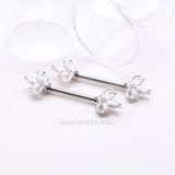 Detail View 1 of A Pair of Royal Marquise Elegance Sparkle Nipple Barbell-Clear Gem