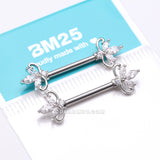 Detail View 3 of A Pair of Royal Marquise Elegance Sparkle Nipple Barbell-Clear Gem