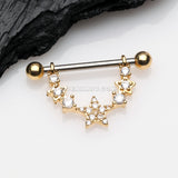 A Pair of Golden Sparkly Glam Stars Dangle Nipple Shield-Clear
