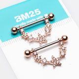 A Pair of Rose Gold Sparkly Glam Stars Dangle Nipple Shield-Clear