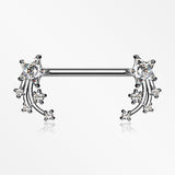 A Pair of Shooting Star Sparkles Nipple Barbell-Clear Gem